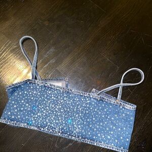 Zara Diamond Denim Crop Top